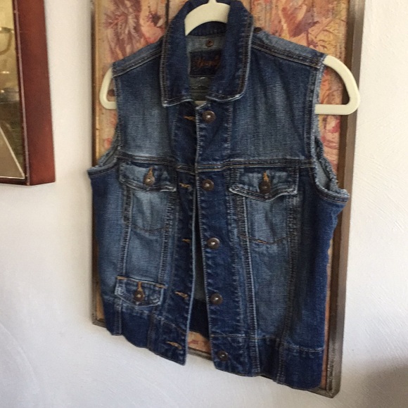 VINTAGE Y2K 90s JEAN JACKET VEST YOUNGIQUE STRETCH BOHO DISTRESS DENIM JEAN VEST - Picture 11 of 11